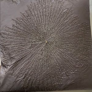Donna Karan Home  beaded grey silk/satin pillow